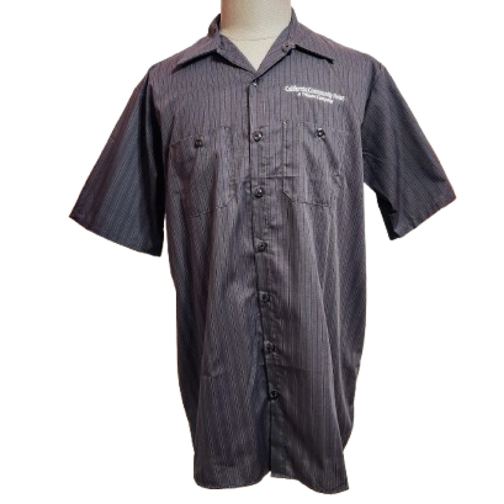 Red Kap Striped Short Sleeve Button Front Work Shirt Extra Large